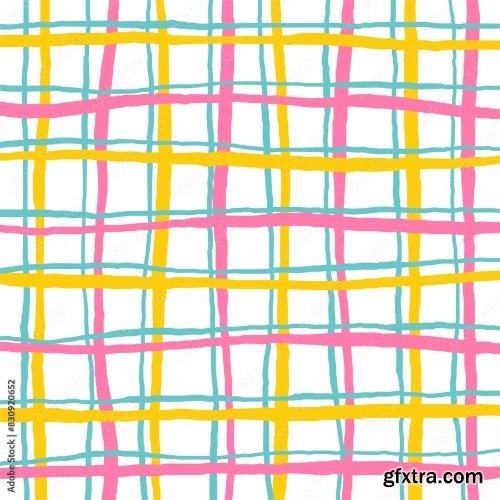 Vector Hand Drawn Cute Checkered Pattern Doodle 9xAI