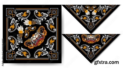 Bandana Japan Tiger Mask Vintage Design 6xAI