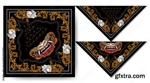 Bandana Japan Tiger Mask Vintage Design 6xAI