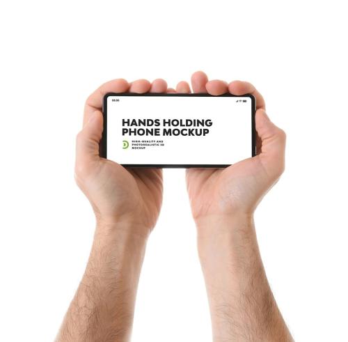 Hands Holding Phone Mockup