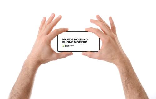 Hands Holding Phone Mockup