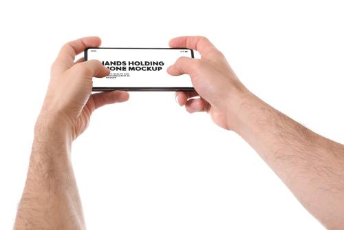 Hands Holding Phone Mockup