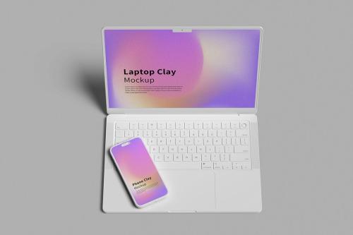 Phone and Laptop Clay Mockup