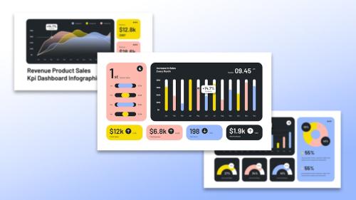 White Yellow Blue Modern KPI Dashboard | 004