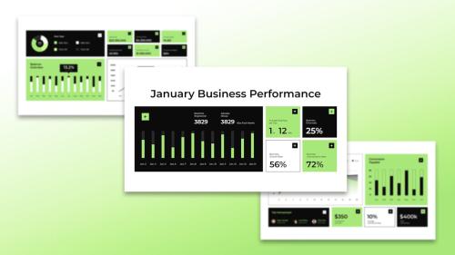 White Black Green Modern KPI Dashboard | 004