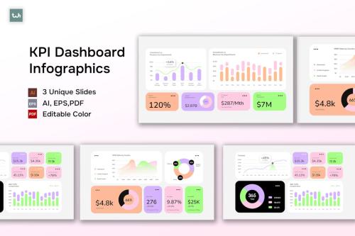 White Colorful Modern KPI Dashboard | 004