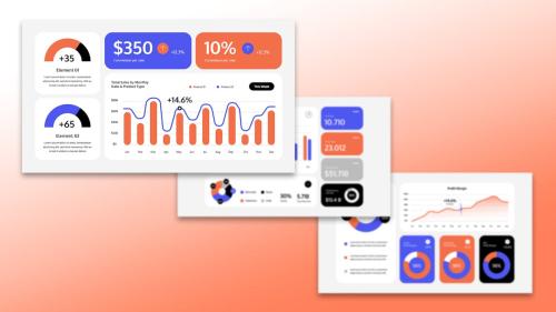 White Orange Blue Modern KPI Dashboard | 004