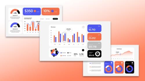 White Orange Blue Modern KPI Dashboard | 004