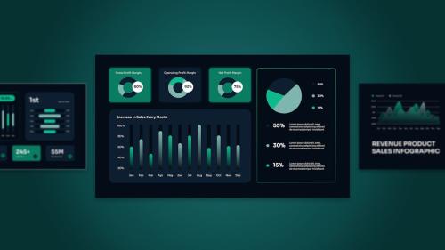 Black Green Gradient KPI Dashboard Infographic 001