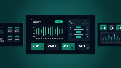 Black Green Gradient KPI Dashboard Infographic 001