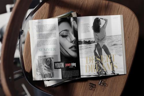Glossy Magazine on the Chair Mockup