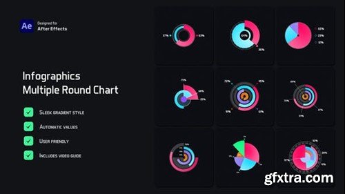 Videohive Multiple Round Chart Infographics 52499051