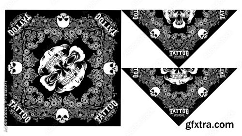 Bandanor Bandana Skull Design Paisley Vector 7xAI