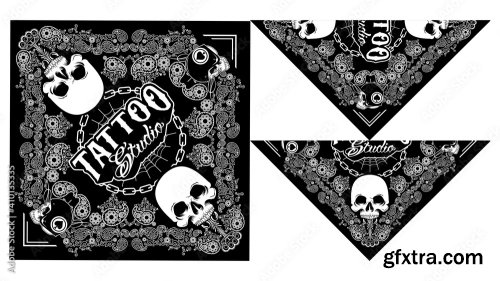 Bandanor Bandana Skull Design Paisley Vector 7xAI