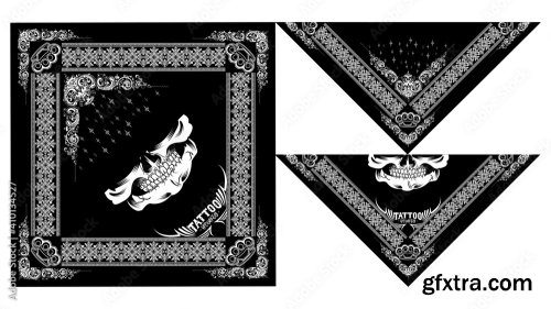 Bandanor Bandana Skull Design Paisley Vector 7xAI