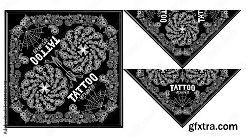 Bandanor Bandana Skull Design Paisley Vector 7xAI