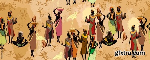 African Women Silhouettes In National Clothes 6xAI