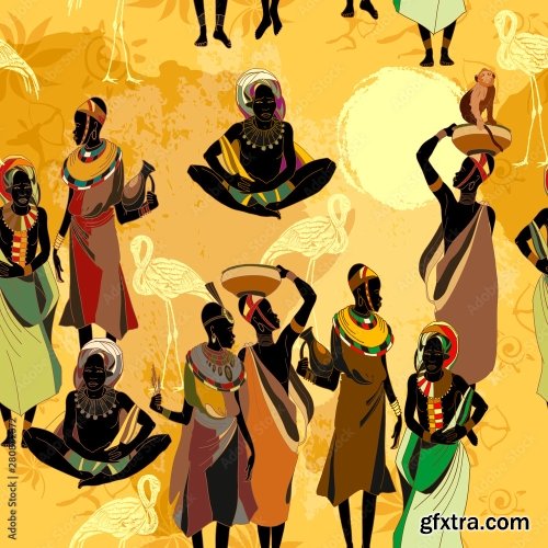 African Women Silhouettes In National Clothes 6xAI