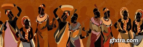 African Women Silhouettes In National Clothes 6xAI