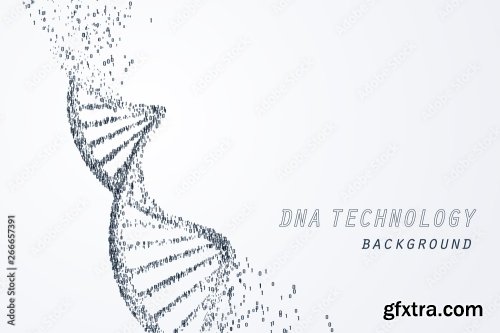 Wire Frame Of Dna Virtual, Technology And Medical Concept 5xAI