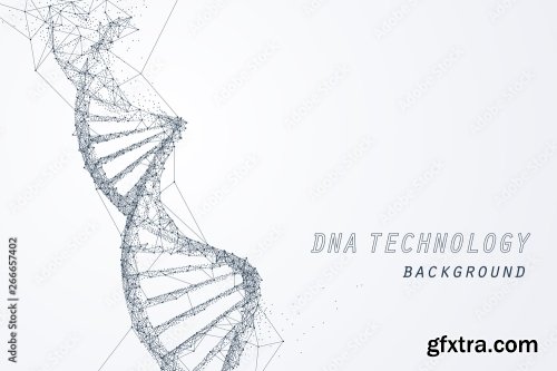 Wire Frame Of Dna Virtual, Technology And Medical Concept 5xAI