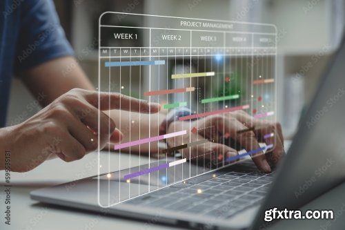 Management Diagram With Planning Software On Laptop Screen 6xJPEG