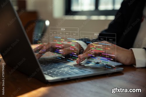 Management Diagram With Planning Software On Laptop Screen 6xJPEG