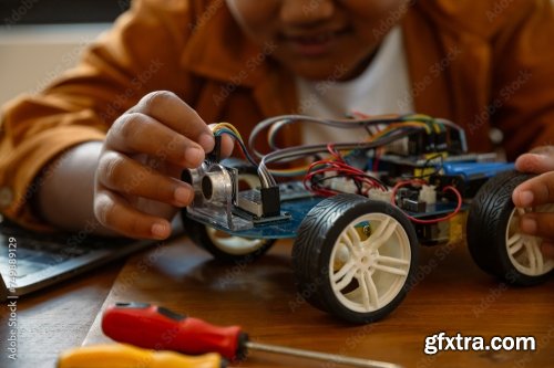 Technology Of Robotics Programing And Stem Education Concept 4xJPEG