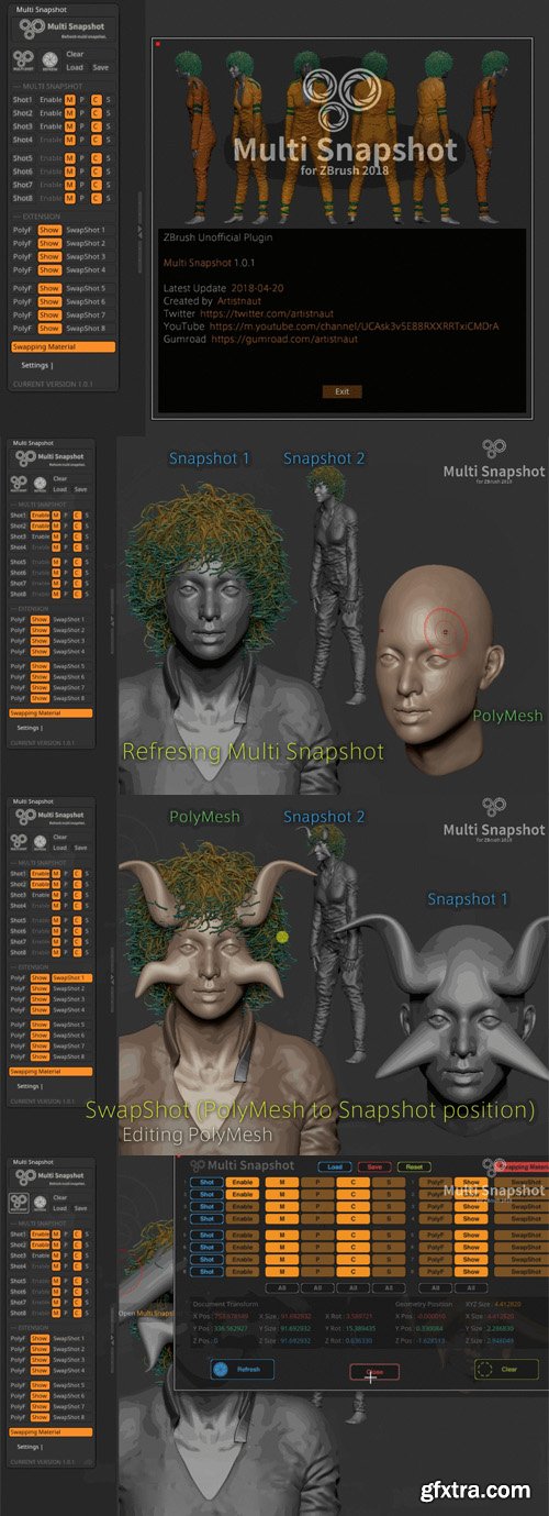 Multi Snapshot 1.0.1 - Plugin for ZBrush