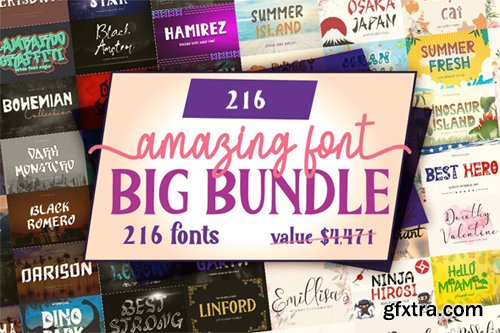 Amazing Font Big Bundle - 216 Premium Fonts