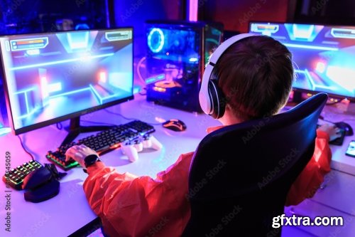 Gamer Playing Online Game 6xJPEG