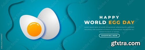 World Egg Day Paper Cut Style Vector Design 6xAI