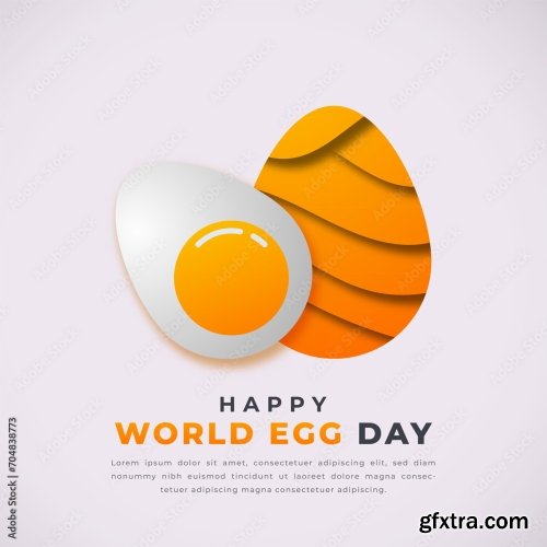 World Egg Day Paper Cut Style Vector Design 6xAI