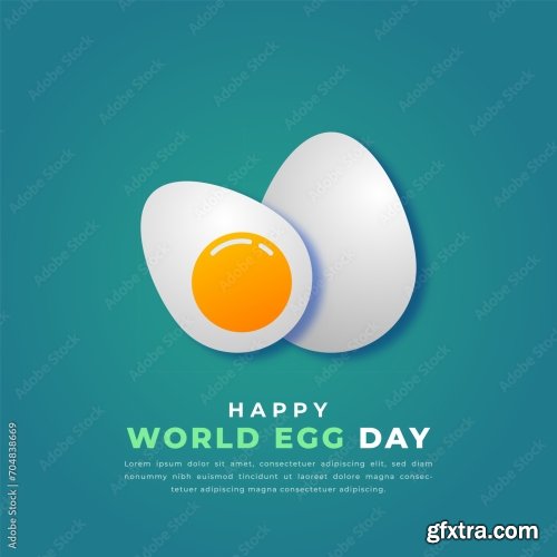 World Egg Day Paper Cut Style Vector Design 6xAI