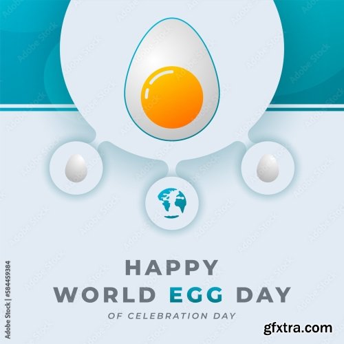 World Egg Day Paper Cut Style Vector Design 6xAI