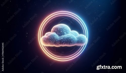 A Glowing Blue Cloud Inside A Glowing Blue Circle 5xJPEG