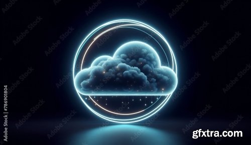 A Glowing Blue Cloud Inside A Glowing Blue Circle 5xJPEG