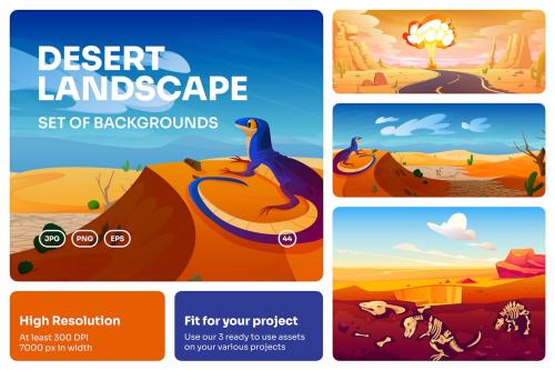 3 Desert Landscape Illustrations Vol.44