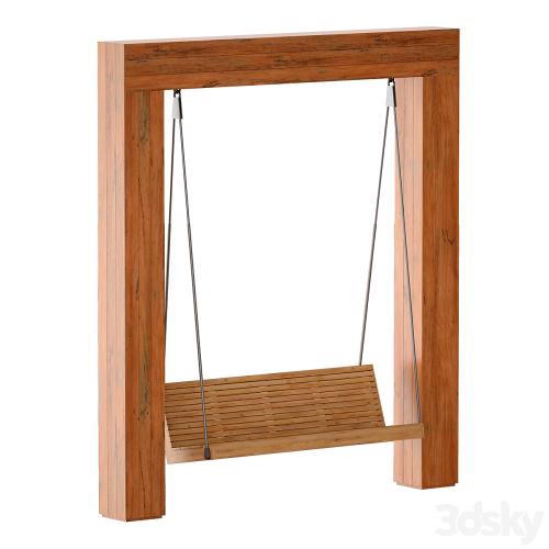 Wooden park swing made of light wood