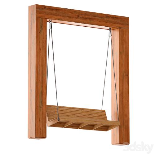 Wooden park swing made of light wood