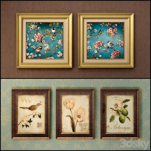 The picture in the frame: 13 pieces (collection 62) Birds