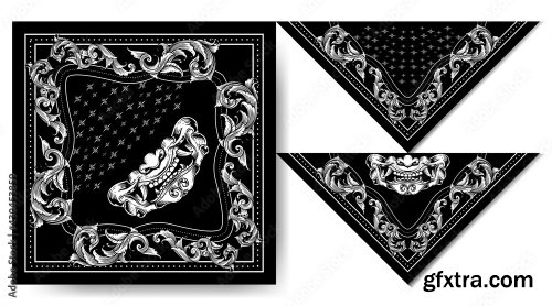 Bandana Japan Hanya Mask Demon Vintage Design 6xAI