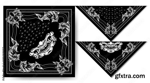 Bandana Japan Hanya Mask Demon Vintage Design 6xAI