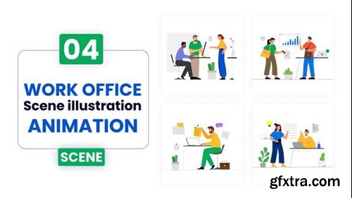 Videohive Work Office Illustration Scene animation 52582097