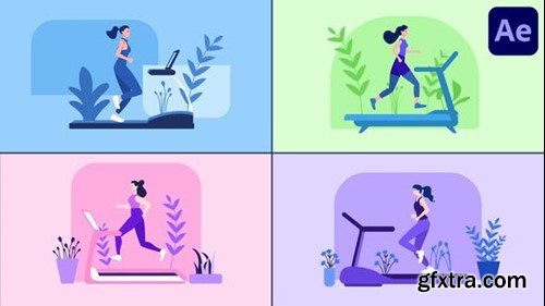 Videohive Treadmill Running Girl Explainer for After Effects 52528800