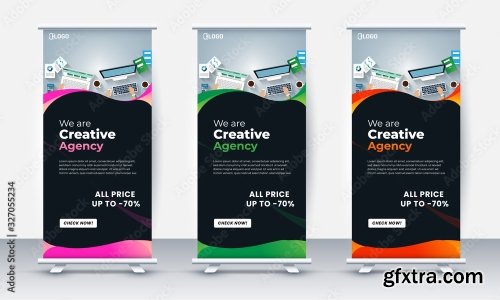 Roll Up Banner Stand Poster Brochure 3 18xAI