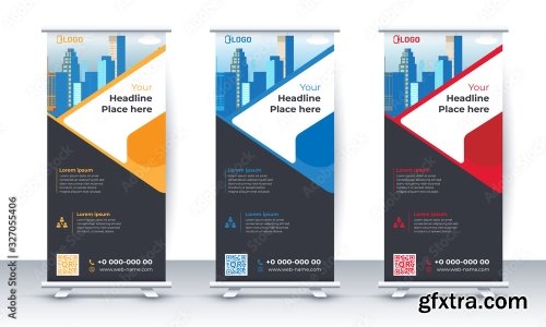 Roll Up Banner Stand Poster Brochure 3 18xAI