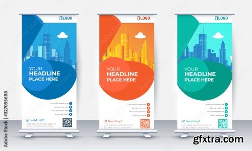 Roll Up Banner Stand Poster Brochure 3 18xAI