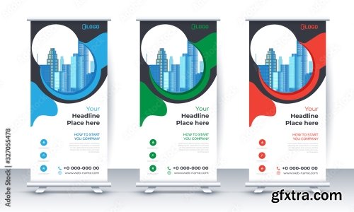 Roll Up Banner Stand Poster Brochure 3 18xAI