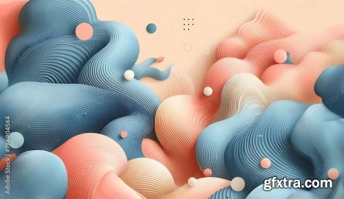 Blue And Pink Waves On A Beige Background 5xJPEG